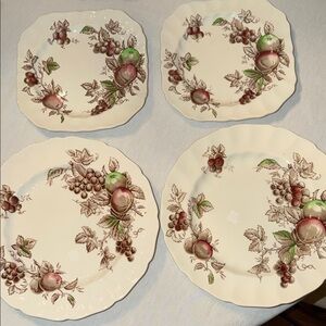Johnson Brothers, Harvest Time Cream Dinner Plates (2) & salad plates (2)
